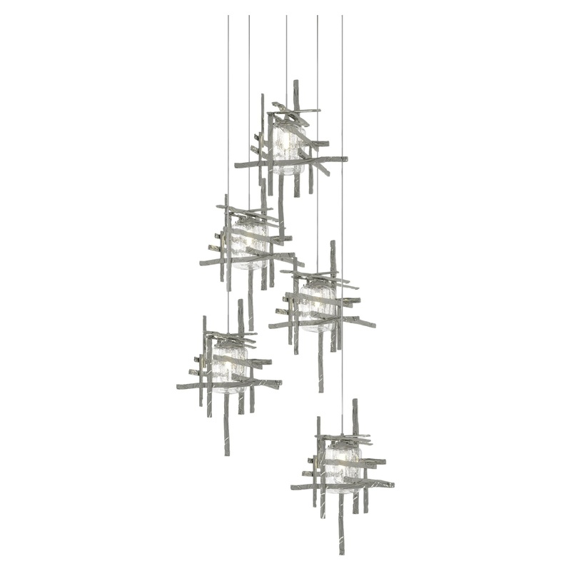 Tura 5-Light Seeded Glass Pendant Sterling