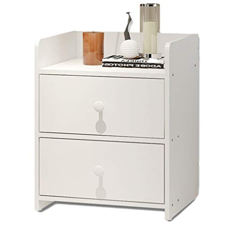 Yyqx comodino comodino in MDF con 2 cassetti, semplice comodino comodino consolle comodino comodino cassettiera per camera da letto ufficio libreria bianco comodino