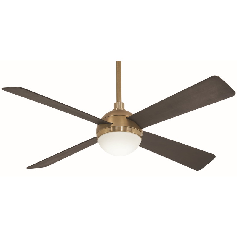 4-blade Orb Led 54″ Ceiling Fan by Minka Aire (Dry Rated) Brushed and Soft Brass/Brushed Carbon