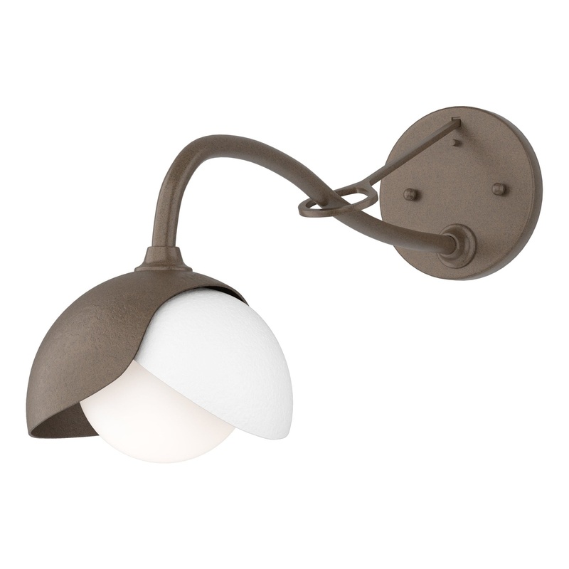 Brooklyn 1-Light Double Shade Long-Arm Sconce Bronze White