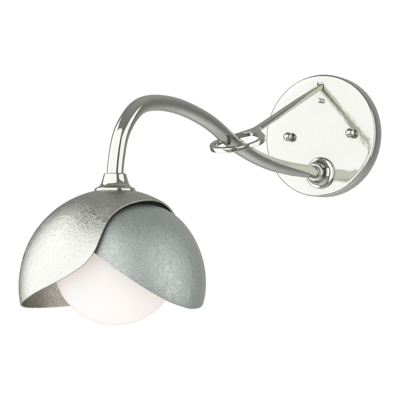 Brooklyn 1-Light Double Shade Long-Arm Sconce Sterling Vintage Platinum