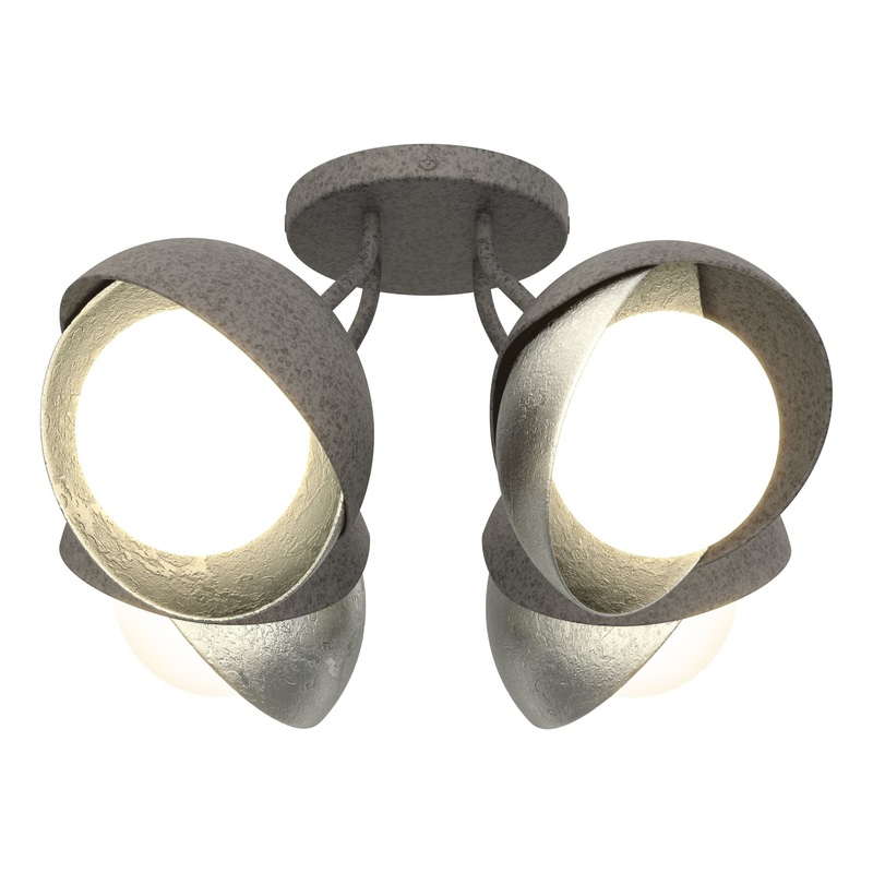 Brooklyn 4-Light Double Shade Semi-Flush Natural Iron Sterling