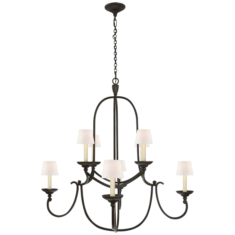 Eight Light Chandelier from the Flemish Collection in Aged Iron Finish by Visual Comfort Signature