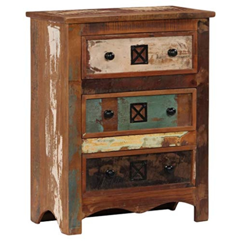 FAMIROSA Cassettiera 60x30x75 cm in Legno Massello di Recupero