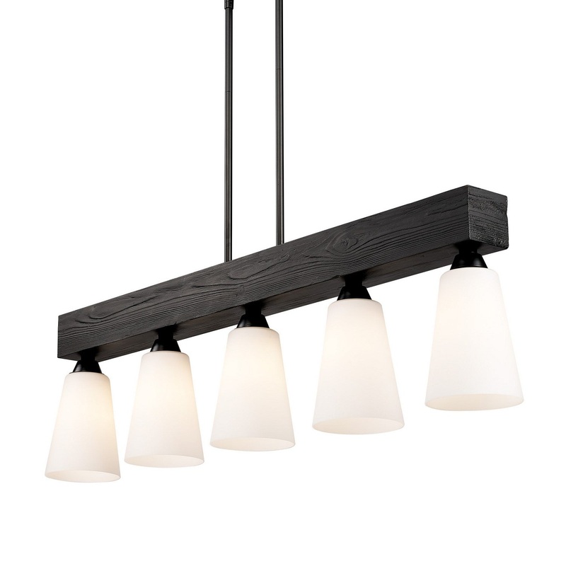 Five Light Linear Pendant from the Neela Collection in Matte Black Finish by Golden