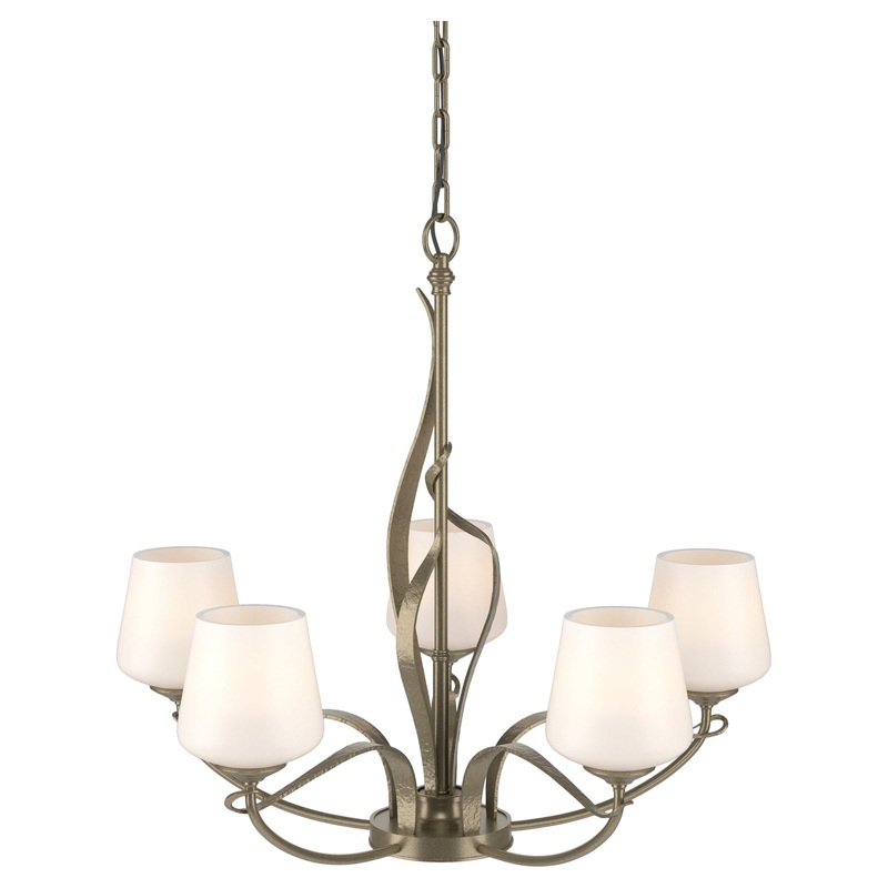 Flora 5-Arm Chandelier Soft Gold Opal Glass (GG)