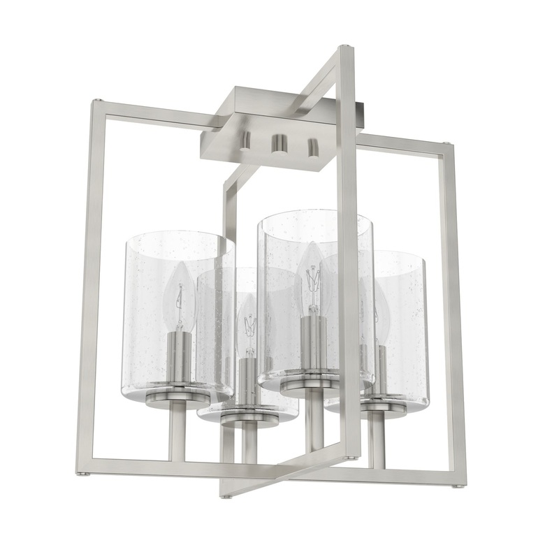Four Light Semi-Flush Mount from the Kerrison Collection in Brushed Nickel Finish by Hunter