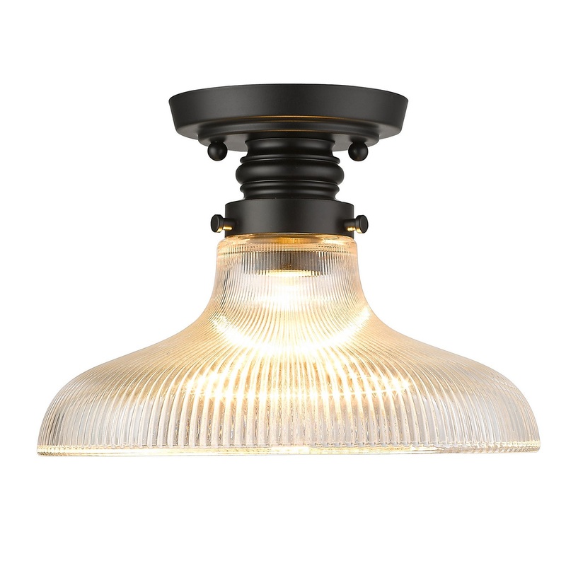 One Light Flush Mount from the Clary Collection in Matte Black Finish by Golden