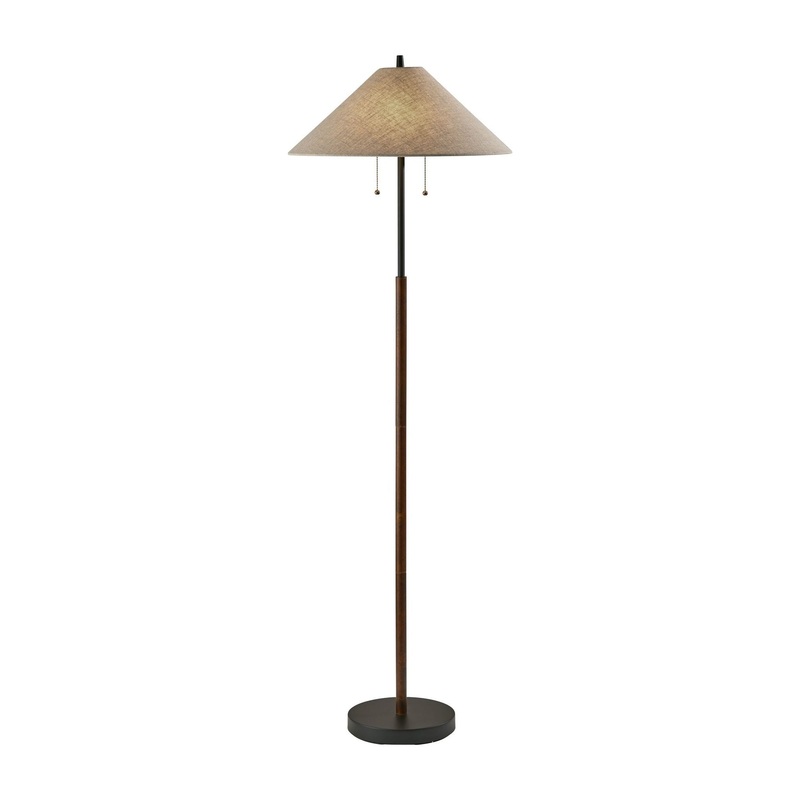 Palmer Floor Lamp Black & Walnut Wood