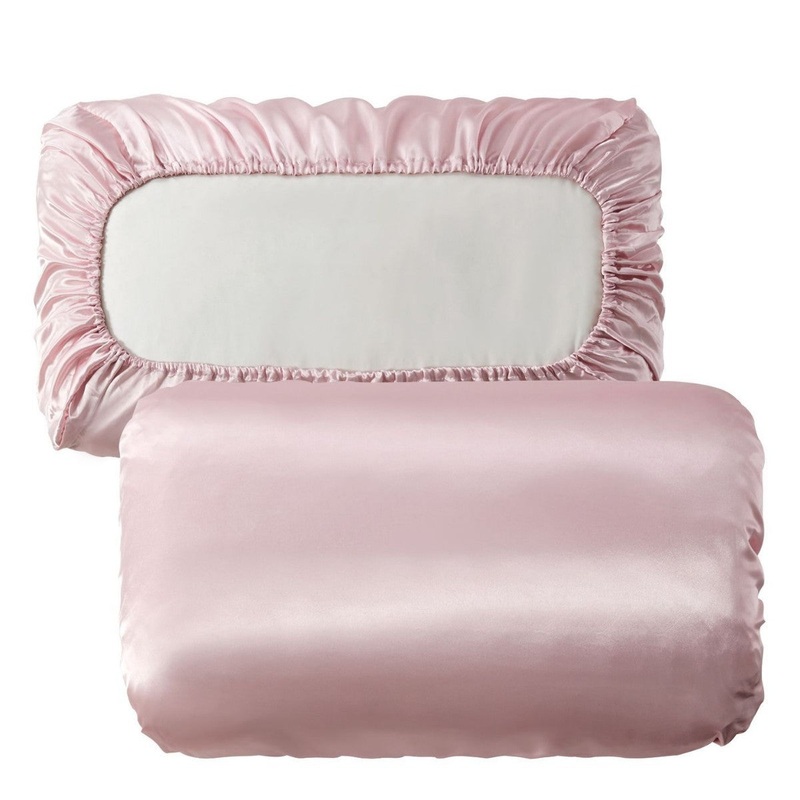 Pink Silky Satin Pillowcase Pair – Smooth for Hair & Skin, Elastic Fitted (46×90+16cm)