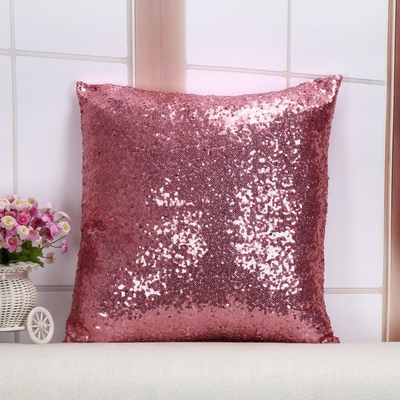 Shiny Sequin Pillowcase – Single-sided gorgeous pillowcase  (Pink pair: 40x40cm)
