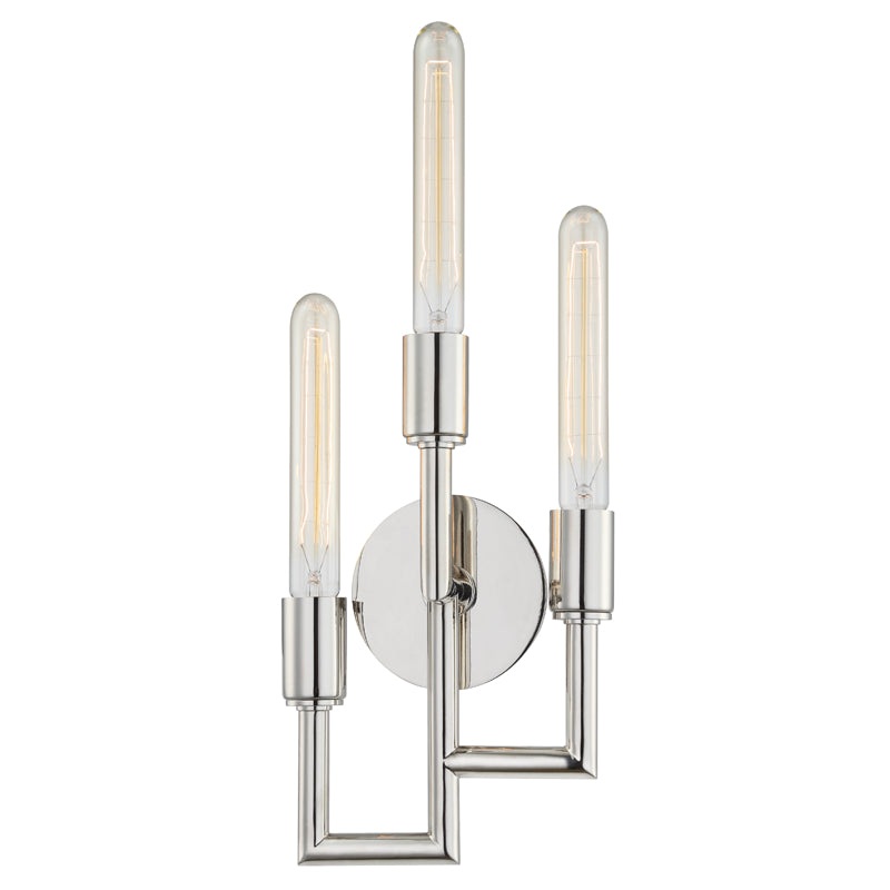 Three Light Wall Sconce from the Angler Collection in Polished Nickel Finish by Hudson Valley