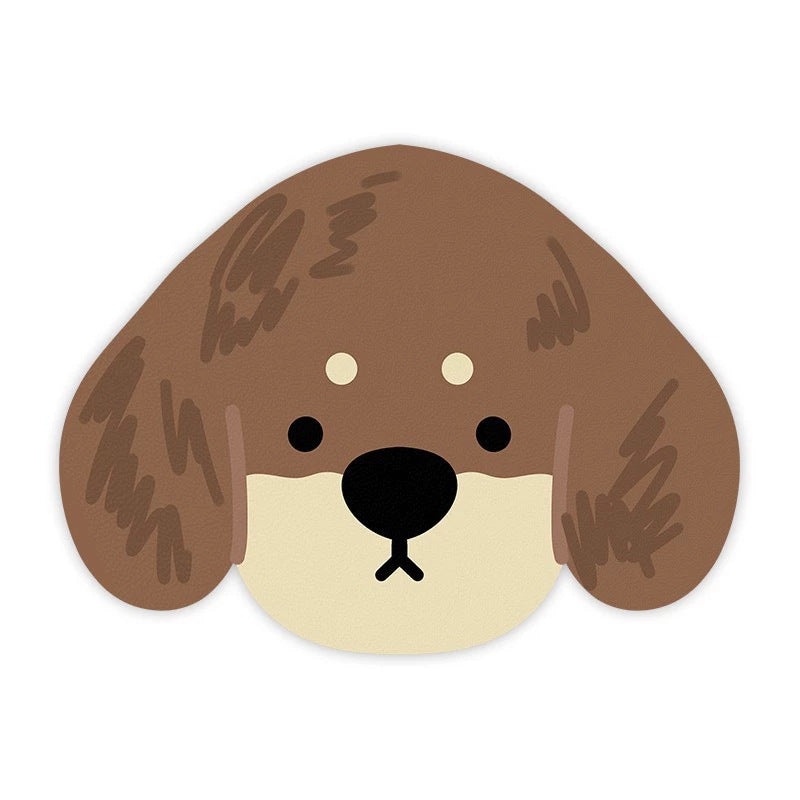 2 Pcs Style 11 Brown Puppy pattern Cartoon Pet Feeding Mat for Cats & Dogs – Absorbent Diatom Mud Splash-Proof Mat, Easy to Clean