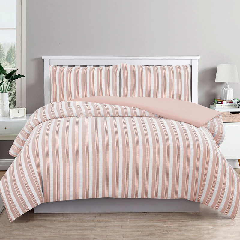 Ardor Cove Rose Dust Similar to Peach color Seersucker Waffle Quilt Cover Set Double