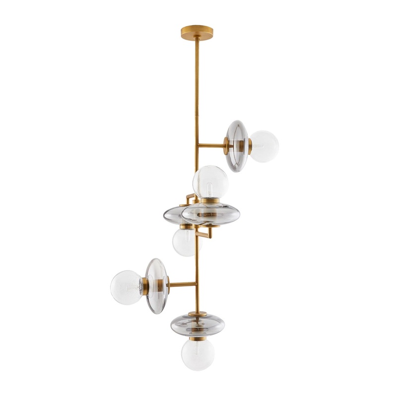 Arteriors 89654 Pimpri Five Light Chandelier Blue Smoke