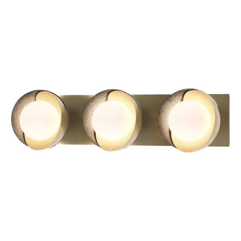 Brooklyn 3-Light Straight Double Shade Bath Sconce Modern Brass Sterling