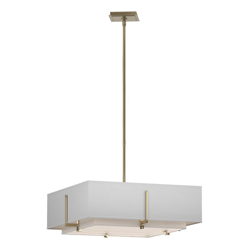 Exos Square Double Shade Pendant Modern Brass Natural Anna Inner Shade & Natural Anna Outer Shade