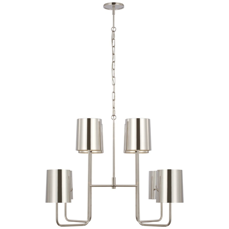 LED Chandelier from the Go Lightly Collection in Polished Nickel Finish by Visual Comfort Signature