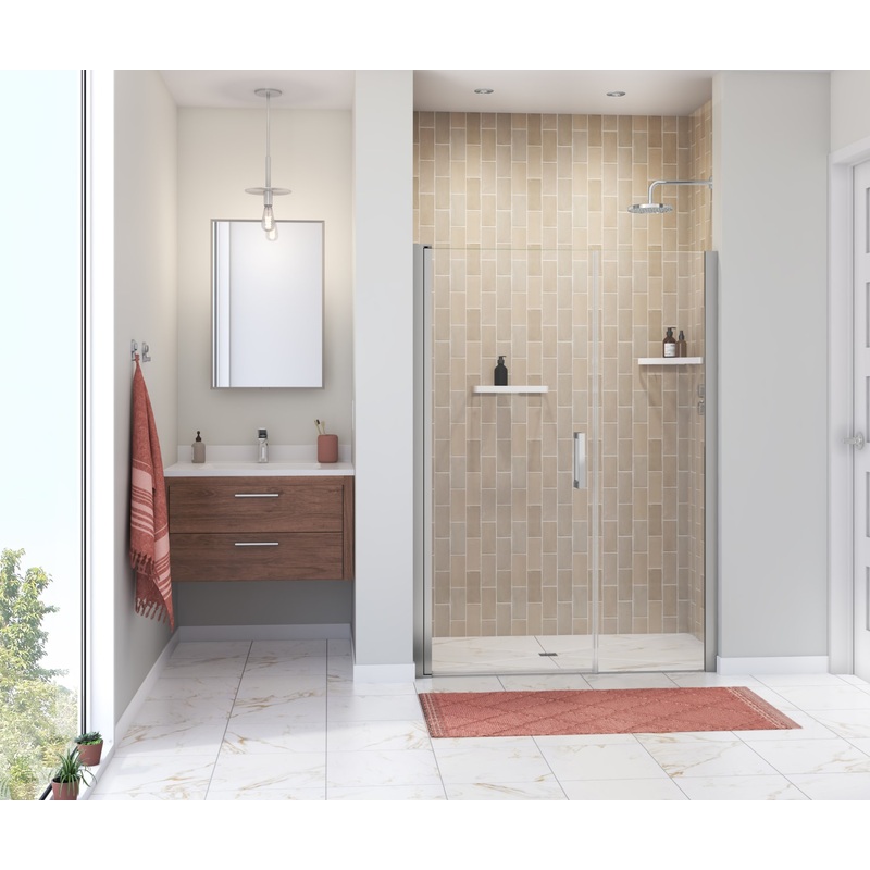 MAAX 138273-900-084-101 Manhattan 49-51 x 68 in. 6 mm Pivot Shower Door for Alcove Installation with Clear glass & Square Handle in Chrome