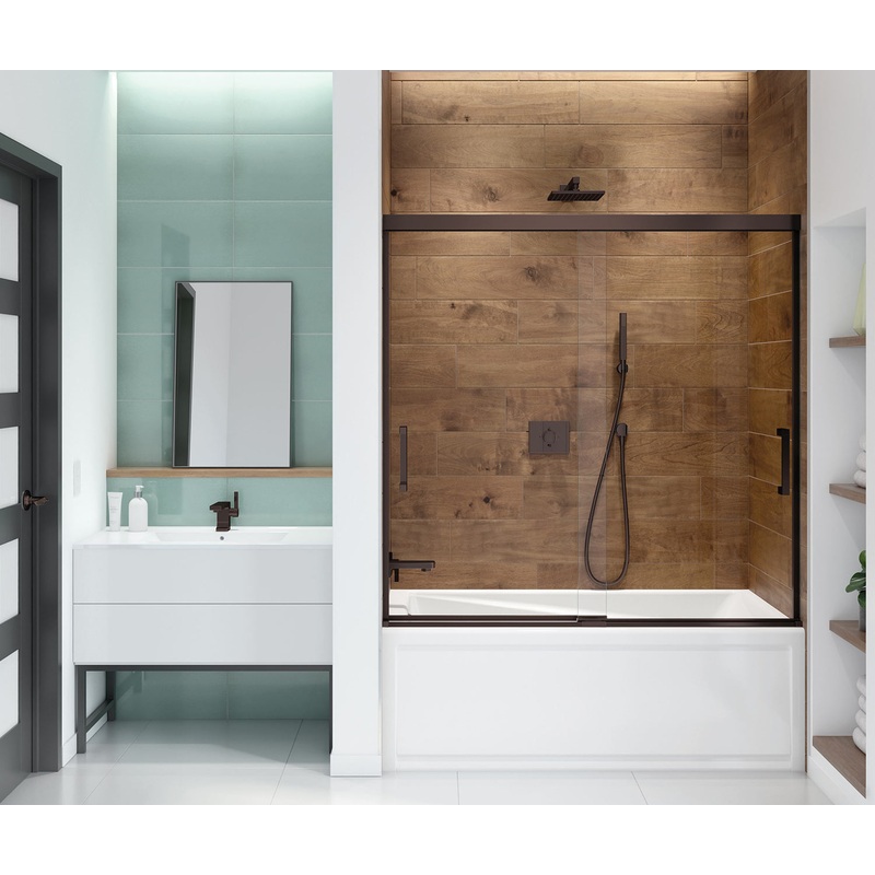 MAAX 139351-900-173-000 Incognito 57 56-59 x 56  in. 6 mm Bypass Tub Door for Alcove Installation with Clear glass in Dark Bronze