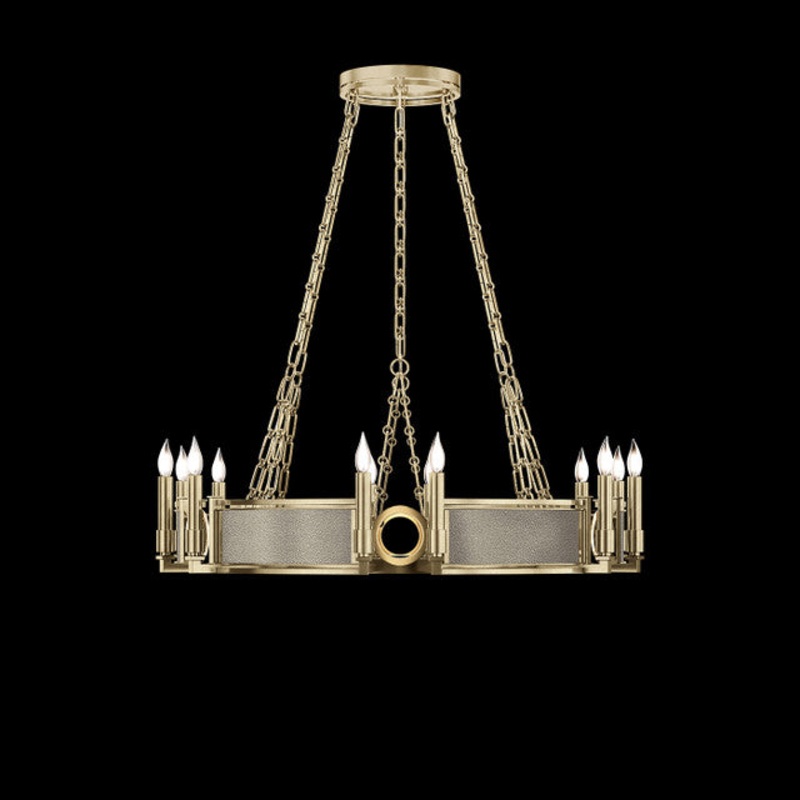 Mirage 35.75″W Round Chandelier Soft Gold Leaf/Brass/Coco