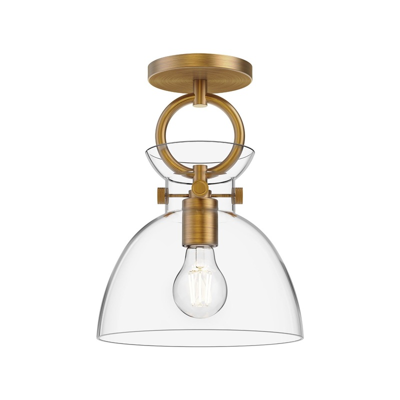 One Light Semi-Flush Mount from the Waldo Collection in Aged Gold Finish by Alora