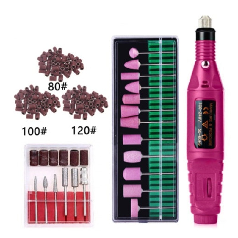 Regular Set With Ceramic Grinding Pin + Sanding Ring Portable Electric Nail Drill Kit – USB Manicure Pedicure Polishing & Shaping Tool Set