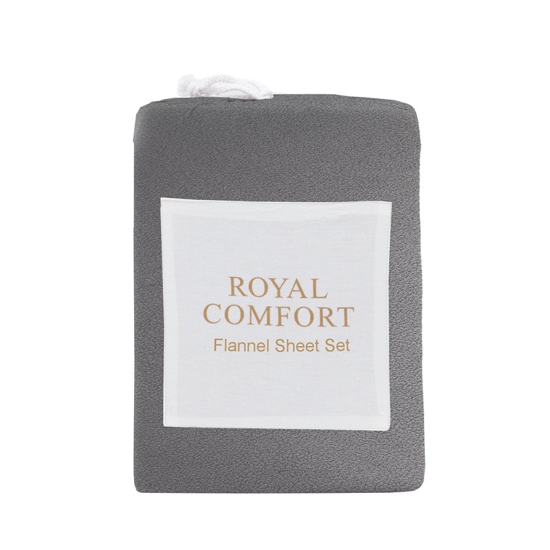 Royal Comfort Polar Fleece Flannel Sheet Set Ultra Soft Plush Cozy – Single – Charcoal