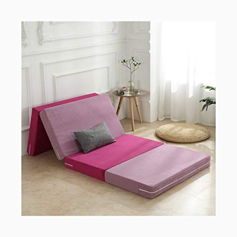 YANGLY 10 Centimetri di Spessore Multifunzionale Materasso Pieghevole Fold 4 Materasso for Pausa Pranzo Mats, Mats Gioco, Tatami, Letti A Castello (Color : Striped Powder, Size : 47x79inch)
