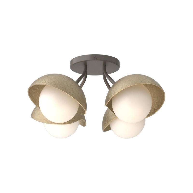 Brooklyn 4-Light Single Shade Semi-Flush Dark Smoke Soft Gold