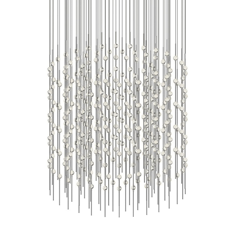Constellation 48″ Centaurus Cylinder LED Pendant Satin Nickel with Clear Faceted Acrylic 3000K
