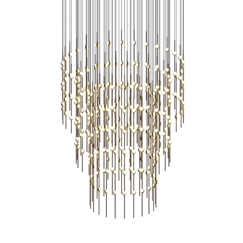 Constellation 48″ Centaurus Pyramid LED Pendant Espresso Black with White Optical Acrylic 2200K