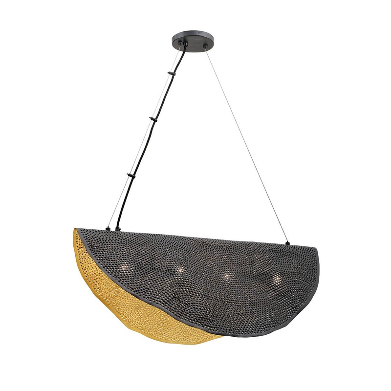 Four Light Chandelier from the Lahar Collection in Bronze and Gold Finish by Eurofase