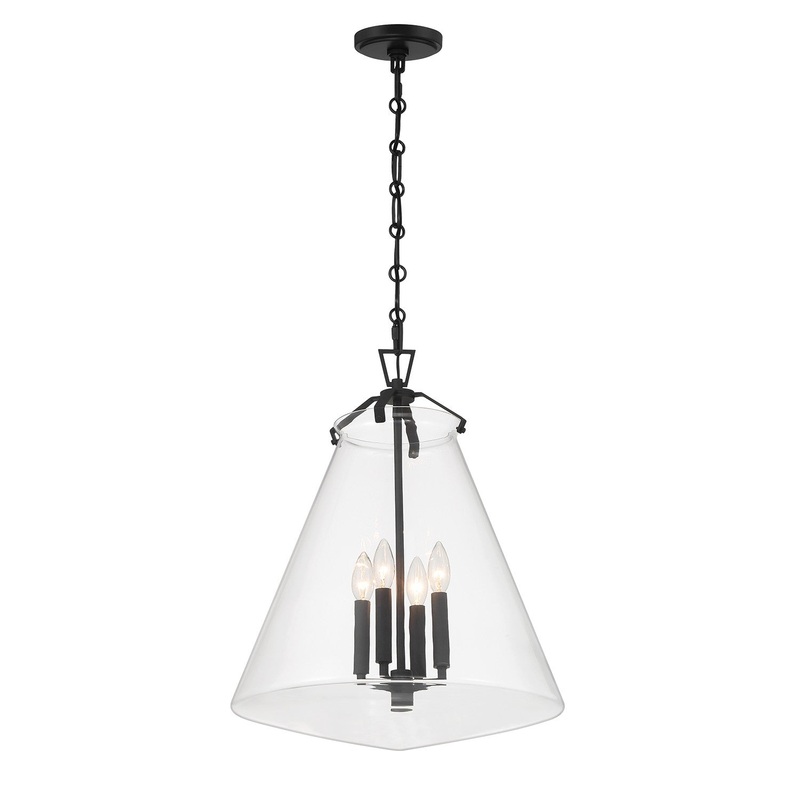 Four Light Pendant from the Voss Collection in Matte Black Finish by Crystorama