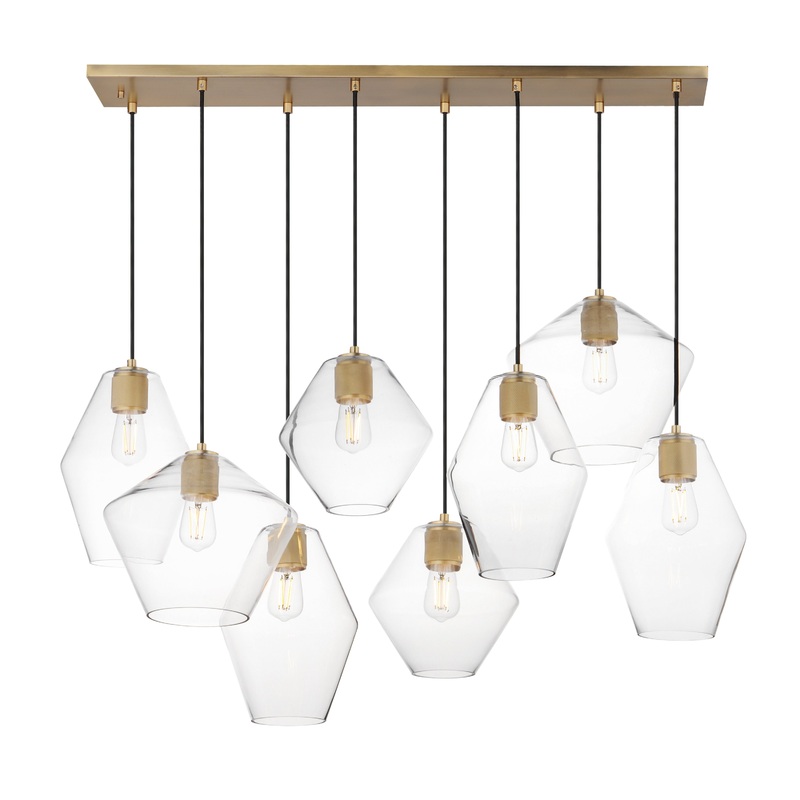 Geode 8-Light Pendant Natural Aged Brass