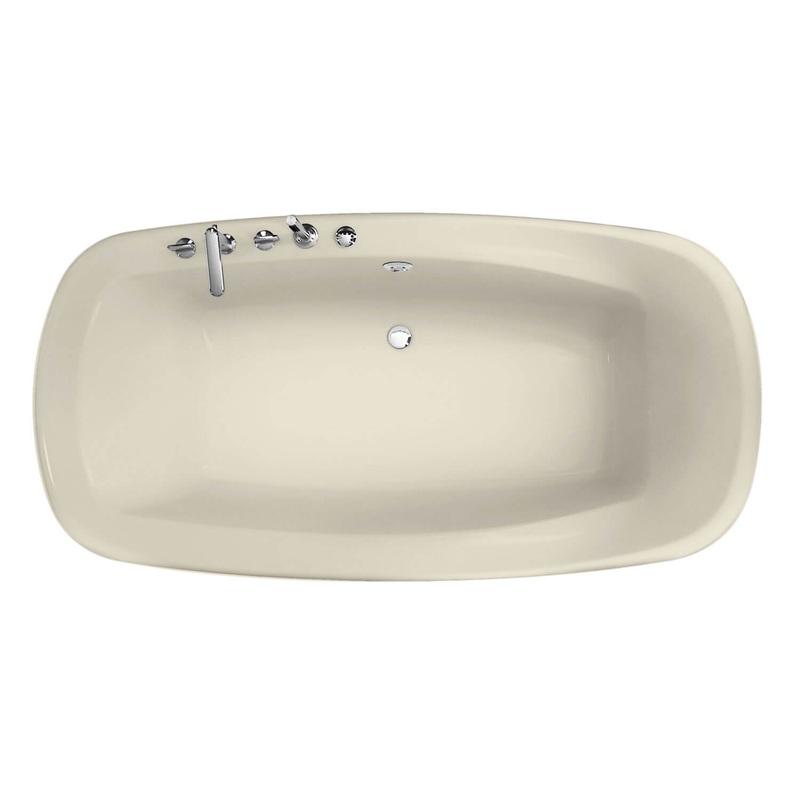 MAAX 101317-094-004 Eterne 7236 Acrylic Drop-in Center Drain Combined Hydromax & Aerofeel Bathtub in Bone