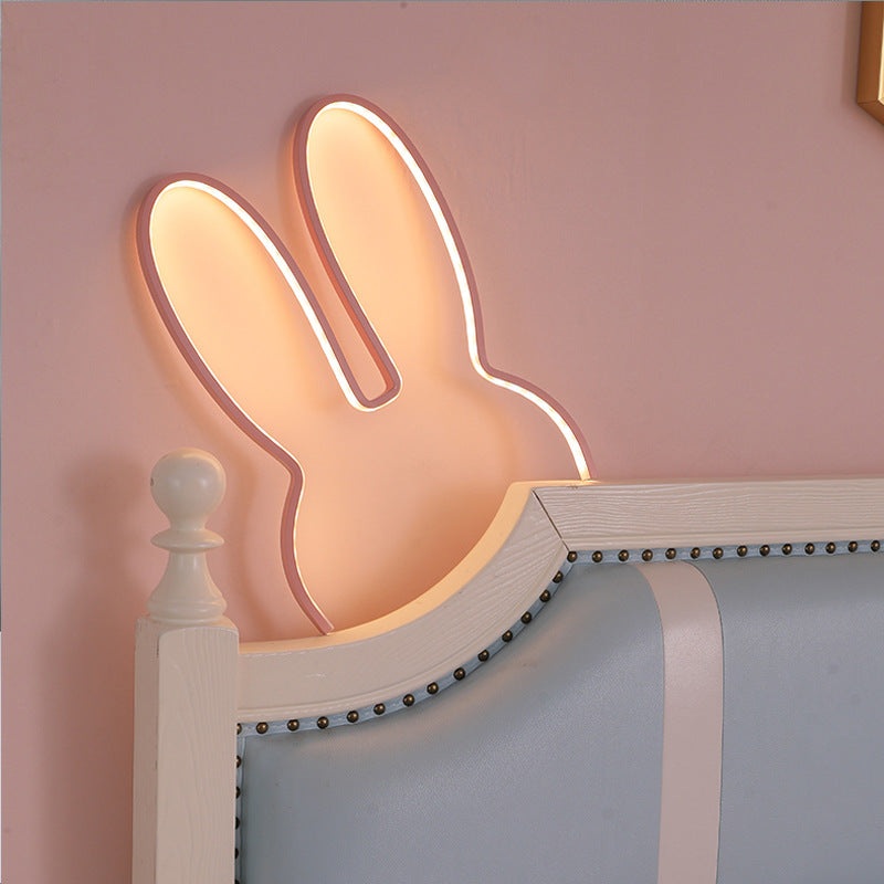 Pink 40x30cm Adorable Bunny LED Wall Night Light – USB Powered Warm White Lamp for Kids Room Decor