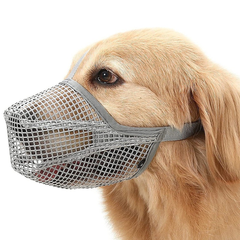 2 Pcs Size XL Grey Breathable Mesh Dog Muzzle – Anti-Barking, Biting & Chewing – Adjustable & Comfortable Nylon Muzzle for Dogs