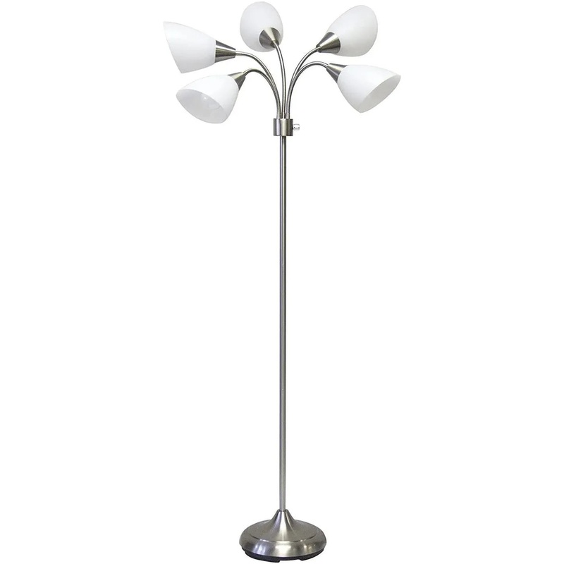 5-Light Floor Lamp Brushed Steel