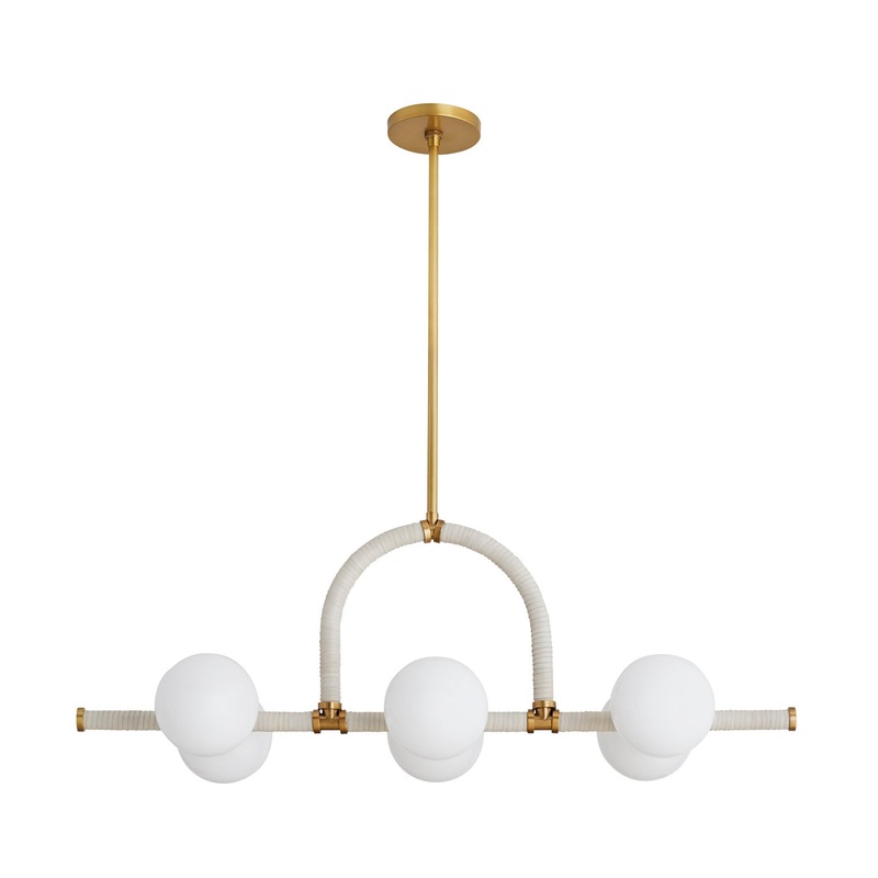 Arteriors 89467 Harrison Six Light Linear Chandelier Antique Brass