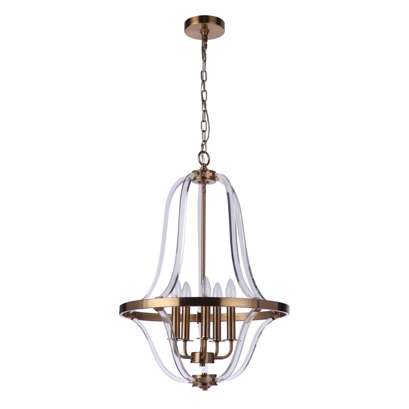 Craftmade 57735-SB Graclyn Five Light Foyer Pendant Satin Brass