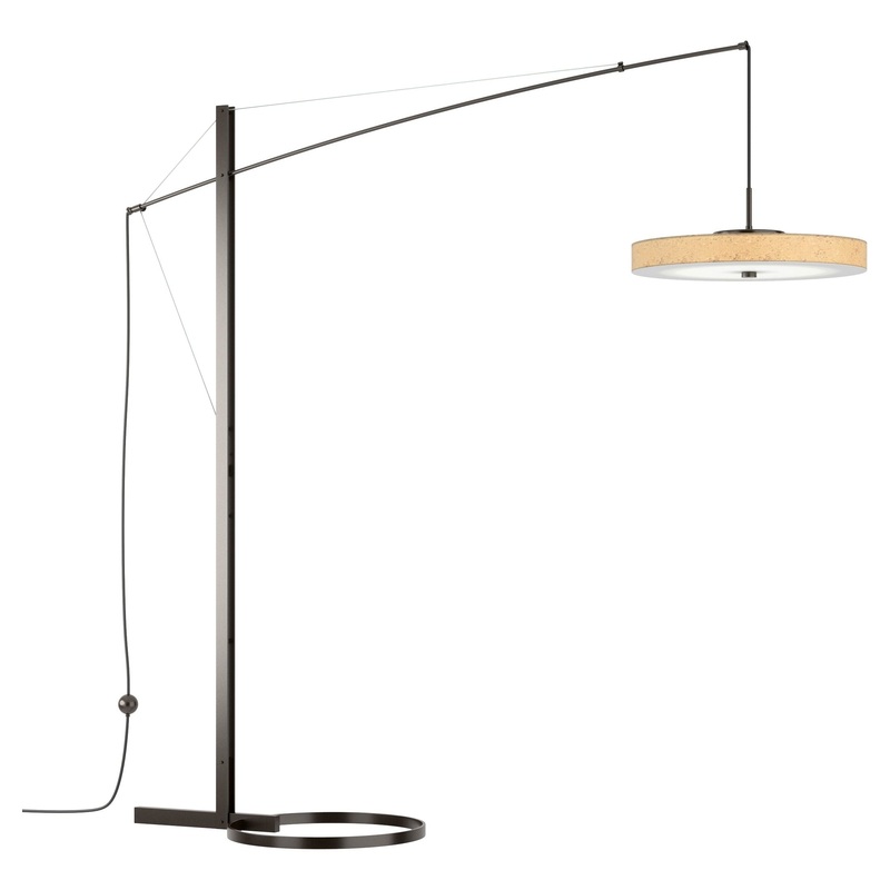 Disq Arc LED Floor Lamp Oil Rubbed Bronze Cork Shade (SG)