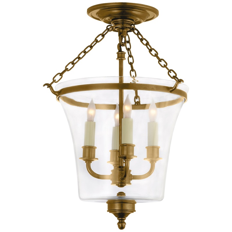Four Light Semi-Flush Mount from the Sussex Bell Jar Collection in Antique-Burnished Brass Finish by Visual Comfort Signature