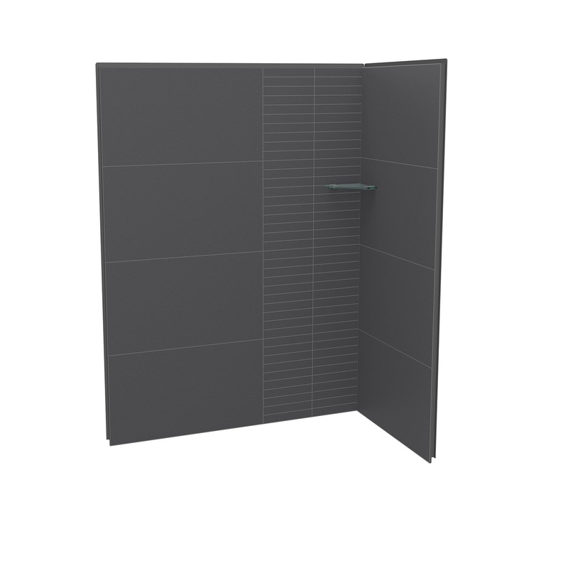 MAAX 107466-306-515 Utile 6036 Composite Direct-to-Stud Two-Piece Corner Shower Wall Kit in Erosion Charcoal
