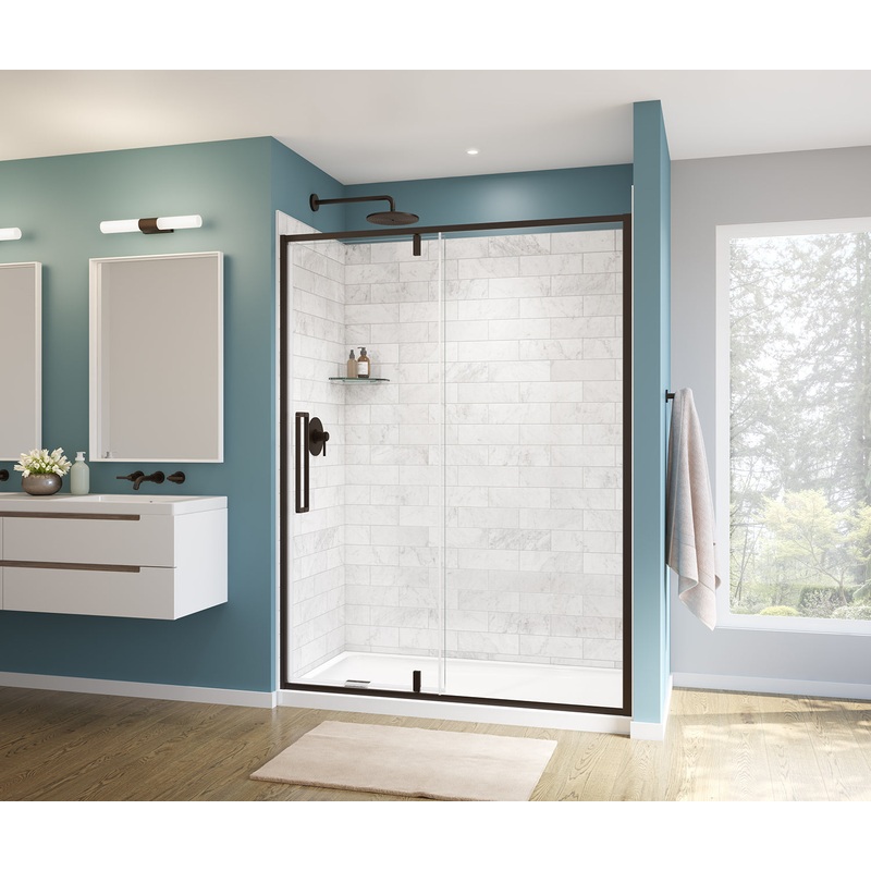 MAAX 135326-900-173-000 Uptown 57-59 x 76 in. 8 mm Pivot Shower Door for Alcove Installation with Clear glass in Dark Bronze