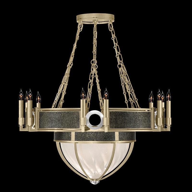 Mirage 35.75″W Round Chandelier Soft Gold Leaf/Nickel/Black Knight