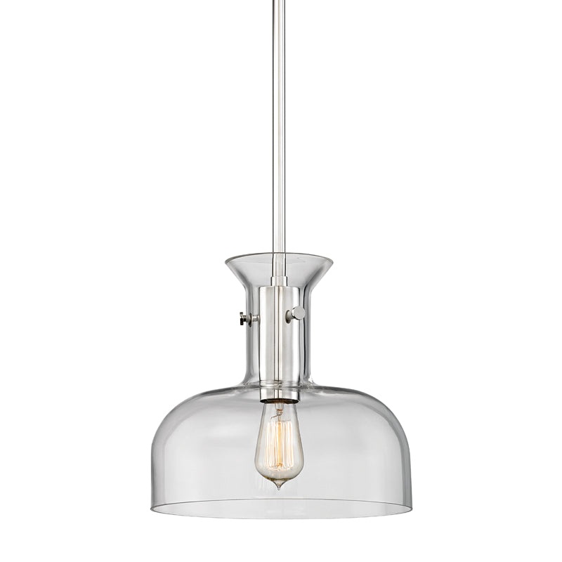 One Light Pendant from the Coffey Collection in Polished Nickel Finish by Hudson Valley