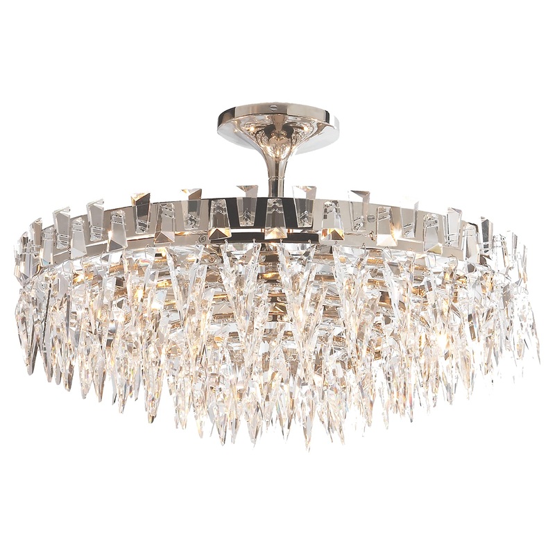 Ten Light Flush Mount from the Trillion Collection in Polished Nickel Finish by Visual Comfort Signature