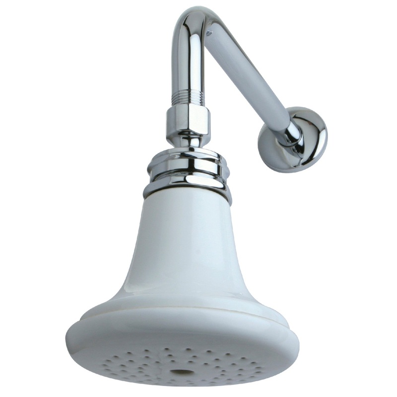 Victorian P50CK 5-1/8 Inch Ceramic Shower Head with 12-Inch Shower Arm, Polished Chrome