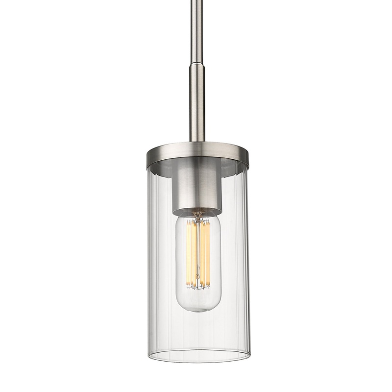 Winslett Mini Pendant in Pewter with Ribbed Clear Glass Shade